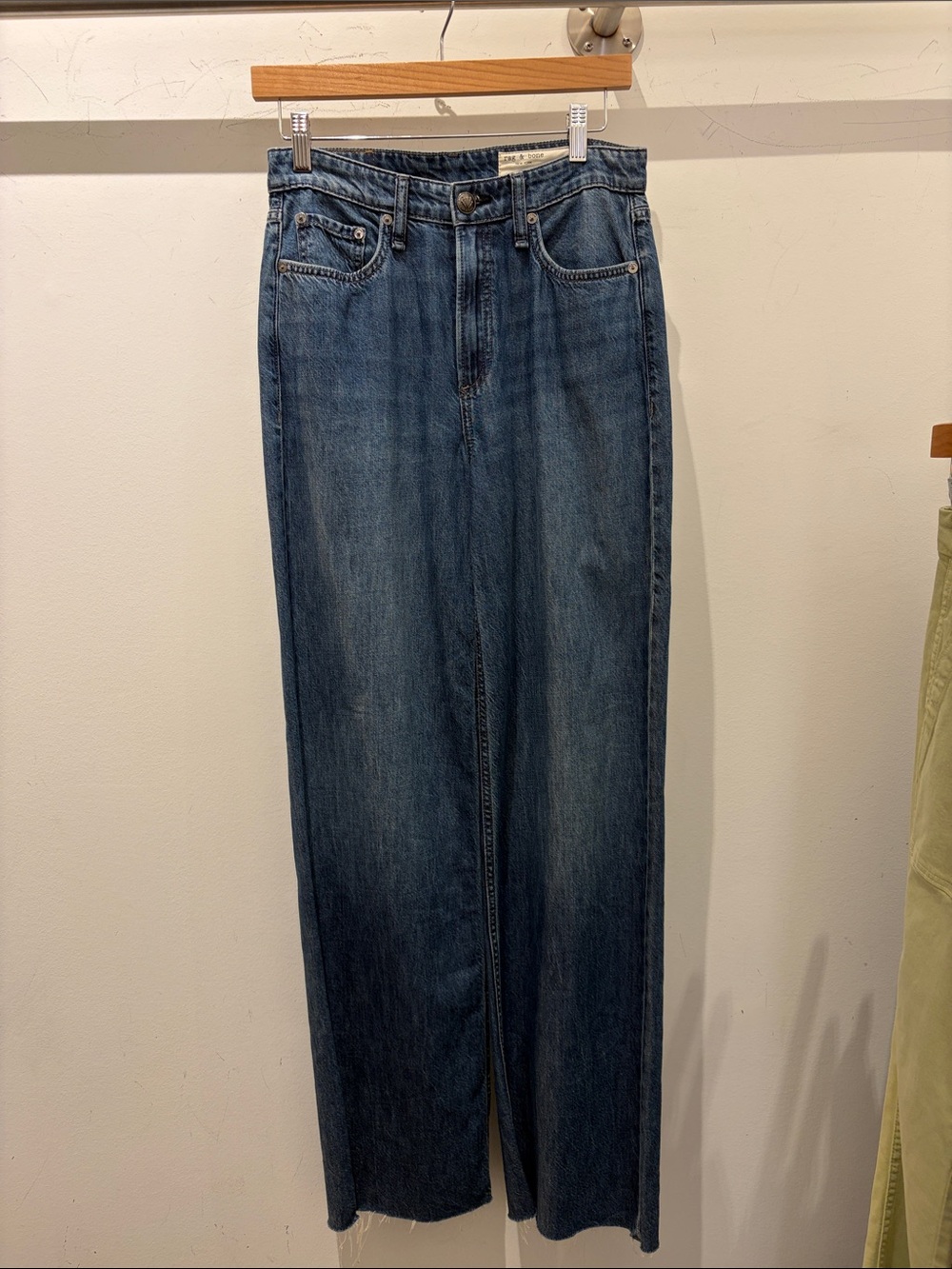 Rag & Bone Women’s Logan Delmont Mid-Rise Wide Leg Blue Jean Size 25